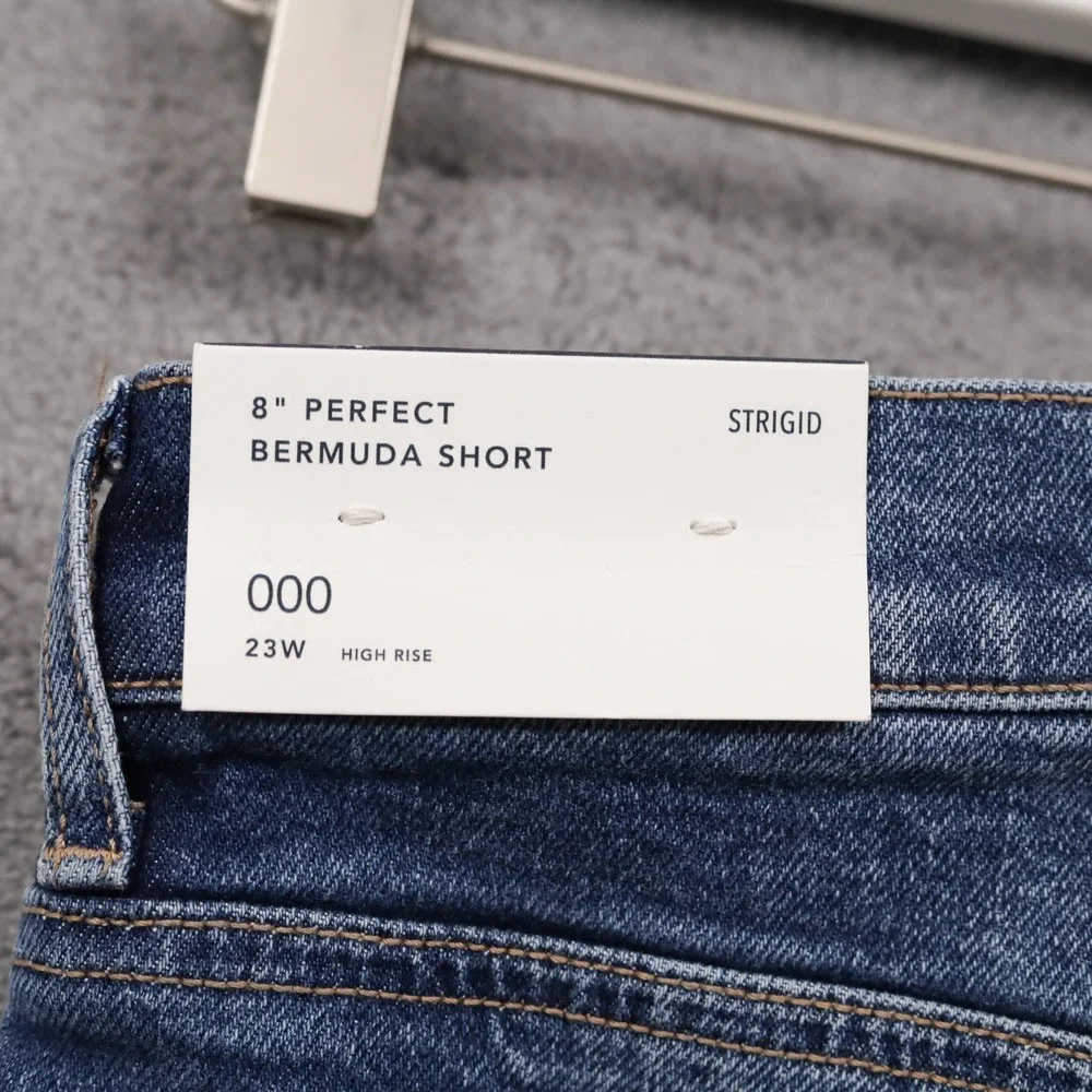 AMERICAN EAGLE 8 Inch Perfect Bermuda Short High Rise STRIGID Denim Blue 000 NWT - Picture 7 of 9